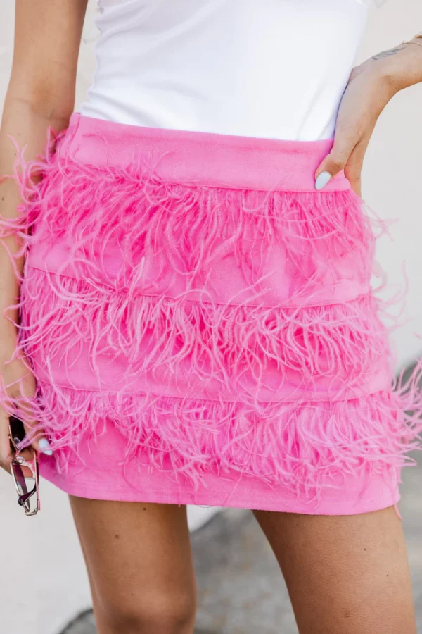 This Is Our Place Fuchsia Feather Trim Skirt