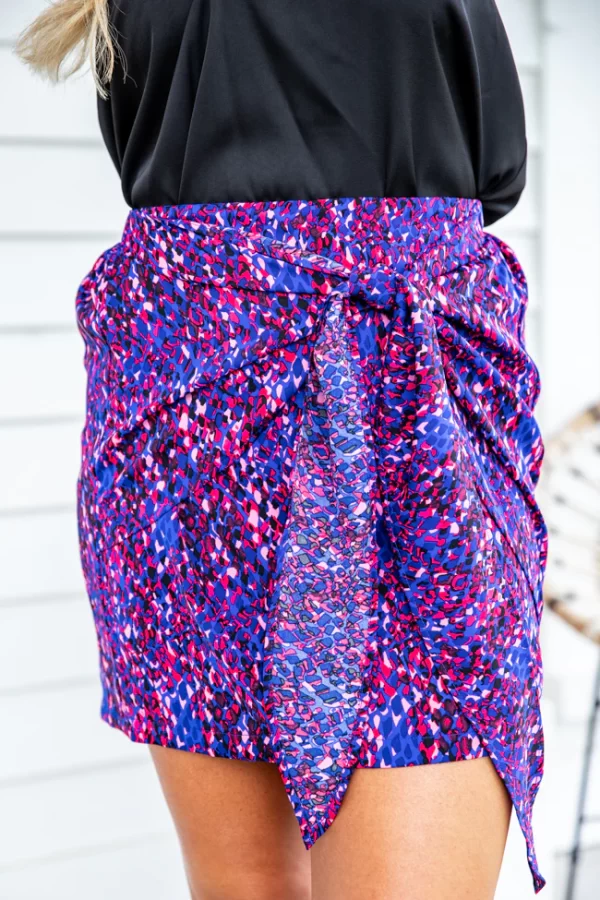 Take Me To The City Blue and Red Printed Tie Skirt